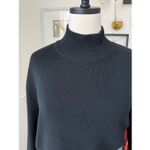 Bogner Black Mock Neck Colorful Embroidered Flowers Ski Sweater Wool Blend M Size M Photo 4