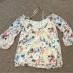 Tobi  floral blouse size medium off shoulder ruffled sleeves lined Photo 6