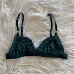 Aerie Velvet Stripe Triangle Bralette Green Size Small Photo 1
