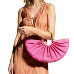 Cult Gaia ππ Banu Mini Tote Bag Raffia Half Moon ~ Qajar Rose Pink NWT Photo 2