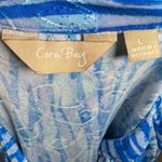 Coral Bay  blue pleated jacquard print cold shoulder top size large Photo 4