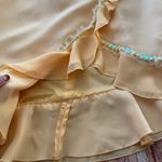 Nubiano New York Vintage Women Ruffled Yellow Midi Wrap Skirt Size 6 Photo 4