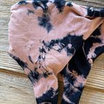 Tie die /tie front tan and black bathing suit top Photo 1