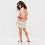 American Eagle  AEO Cropped Denim Jacket in Peach Size XXL Photo 7