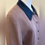 Seville Suit Brown Midi Skirt & Matching Jacket Set Sleeves Collar R Satin Sz 6 Photo 4