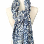 The Met Exclusive William Morris Marigold Blue Cream Floral Fringe Scarf Photo 0