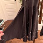 People Of Leisure NWOT Black Paint Splatter Bottom Flare Leggings w/ Slit Flare White Photo 4