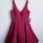 XScape  Burgundy Wine Deep V-neck Sleeveless A-line Flare Dress Photo 0