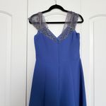 Theia Royal Blue High Low Dress with Embellished Sleeves Size 8 Photo 8