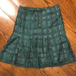 Tory Burch Green Black Plaid Silk Skirt with Pleated Hem Hidden Zipper Sz 4 Photo 10