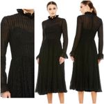 Mac Duggal  49627 Long Sleeve Embroidered Midi Dress Black Size 4 UB Photo 1