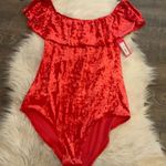 Xhilaration  Red Velvet Bodysuit Photo 0