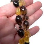 Sterling Silver Signed 925 Brown Citrine Glass Bead Necklace Multi Strand Facet Photo 2