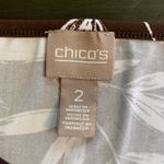 Chico's  2 Sleeveless Leaf Print Brown Maxi Dress‎ Size Large Stretch Travel Knit Photo 2