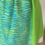 Boutique custom made circle skirt skater Reversible S Green Blue Elastic Waist Photo 2