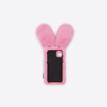 Balenciaga  Fluffy Bunny Ears Crossbody iPhone 12 Cell Phone Case Photo 2