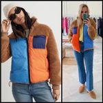 Kule Krispie Colorblock Fleece Jacket Chestnut Brown/Multi Poly Orange Blue Med Multiple Photo 1