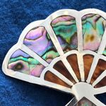 TAXCO 925 Silver & Abalone Fan Pendant Brooch Photo 1