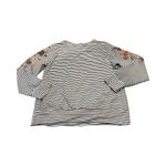 Savanna Jane M Floral Embroidered Striped Long Sleeve Lightweight Sweatshirt Top White Size M Photo 3