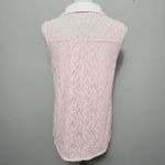 Lynn Ryan Pink Lace Sleeveless Contast Collar High Low Button Down Size Large Photo 3