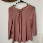 Love, Fire Love Fire Dusty Rose Solid Long Sleeve Waffle lace Knit M Photo 5