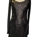 LaRok Black and Gold Bodycon Sequin Long Sleeve Dress Size SMALL Photo 12