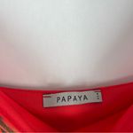 Papaya Coral Green Mesh Tropical Floral Print Spaghetti Strap V-Neck Mini Dress Photo 4