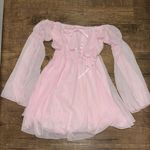 Oh Polly Coquette light pink chiffon flowy off shoulder mini Fairycore bell sleeve dress Photo 1