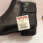 NWT Anna Lenci Black Leather Ankle Bootie Buckle Zipper Sleek Old Money Luxury Size 6 Photo 5