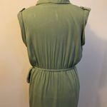 4. New York & Co Sleeveless Button Front Utility Shirt Dress Size Large Green Photo 8