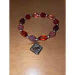 New Women’s Hope Beaded Elastic Bracelet Pink Burgundy Dark Orange one size Photo 1