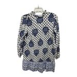 ZARA  Cotton Blend Boho Ruffle Tassel Tie Blue White Mini Dress Small NWOT Photo 4