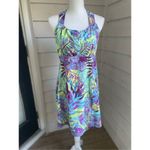 Title Nine  Sleeveless active wear Sports Dress padded bra Tropical Palm Size 8 Photo 11