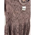 Altar'd State NEW Lace A Line Dress Mauve Taupe Short Sleeve Scoop Neck L Photo 3