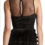 Free People  Black Mesh Pleated Ruffle Tiered Mini Cocktail Party Dress Size 0 Photo 1
