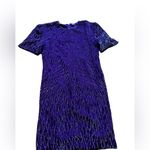 Laurence Kazar  Vintage Beaded Purple Sequin Silk Party Dress Size XL in EUC Photo 4