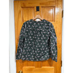 J.Crew Liberty Fabric Floral Ruffle Trim Blouse Long Sleeve Top Green Pink S Photo 4