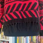 Vintage Monterey by Korea Red & Black Fringe Sweater Size M Photo 1