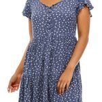 True Craft Navy Floral Short-Sleeve Flowy Summer Dress Photo 1