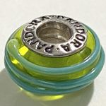 Pandora Authentic  925 ALE Green with Teal Ribbon Murano Glass Bead Charm Photo 1