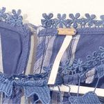 Free People Size Small Darling Diane Lace Top Blue White Flannel Plaid Photo 3