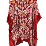 Quagga Kimono Cardigan One Size Red Colorful Floral Lightweight Boho Beach Photo 3