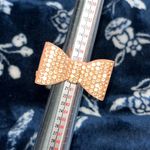 Vintage Ring Peachy Pink Bow Rhinestone Enamel Metal Ribbon Statement Stretch Photo 6