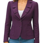 Sandro Sportswear Purple 2 Button Blazer Jacket Pleated Collar Lined Size M Photo 0