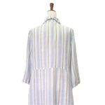 CP Shades Michelle Dress Size Medium Linen Stripe Button Front Maxi Made in USA Photo 6