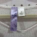 Alya Textured Speckled Knit Twist Front V Neck Top Ivory Size S Made in USA Photo 3