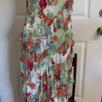 Sincerely Jules Med green/orange/white floral strapless Maxi Dress Photo 0