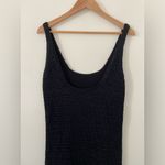 Vince  Womens Textured Square Neck Midi Dress Sleeveless Size M Black Stretch Photo 4