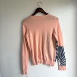 Anthropologie Monogram Peach Quagga Zebra Embroidered Pullover Sweater Medium Photo 1