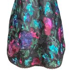 Vtg 1980s Lucie Ann II Floral Nighty Negligee Slip Nightgown Intimate Sleepwear Black Photo 2